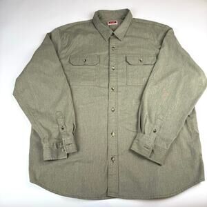 Wrangler olive green workwear button down shirt men’s 2XL heavy duty